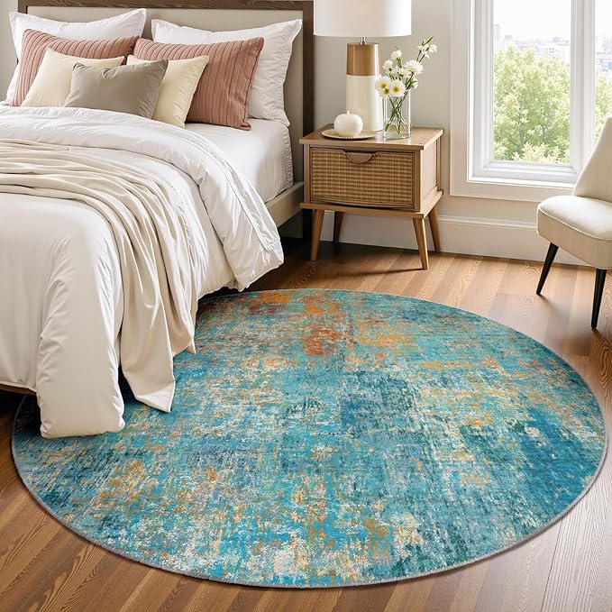 RELEANY Washable Area Rugs 4ft Non-Slip Modern Abstract Soft - Image 2