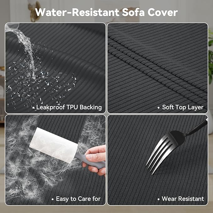 Waterproof Chair Cover with Arms 2-Piece Set Striped Slipcover - Image 3