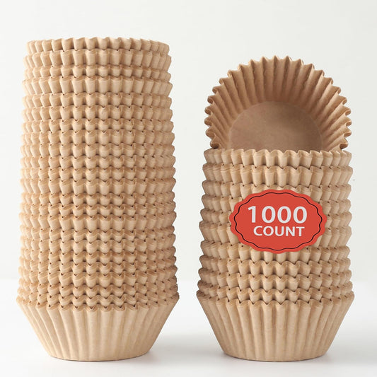 2 inch 1000-Count Mini Cupcake Liners Bright Colorful Muffin Baking Cups, Odorless,Baking Paper Cups for Baking Candy Cooking，Upgraded & Food Grade Grease-Proof Paper (Brown, 2 Inch)