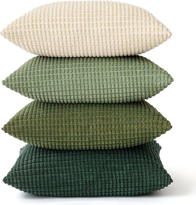 MIULEE Natural Green Pillow Covers 18x18 Inch Set of 4 Spring Modern Nordic - Image 6