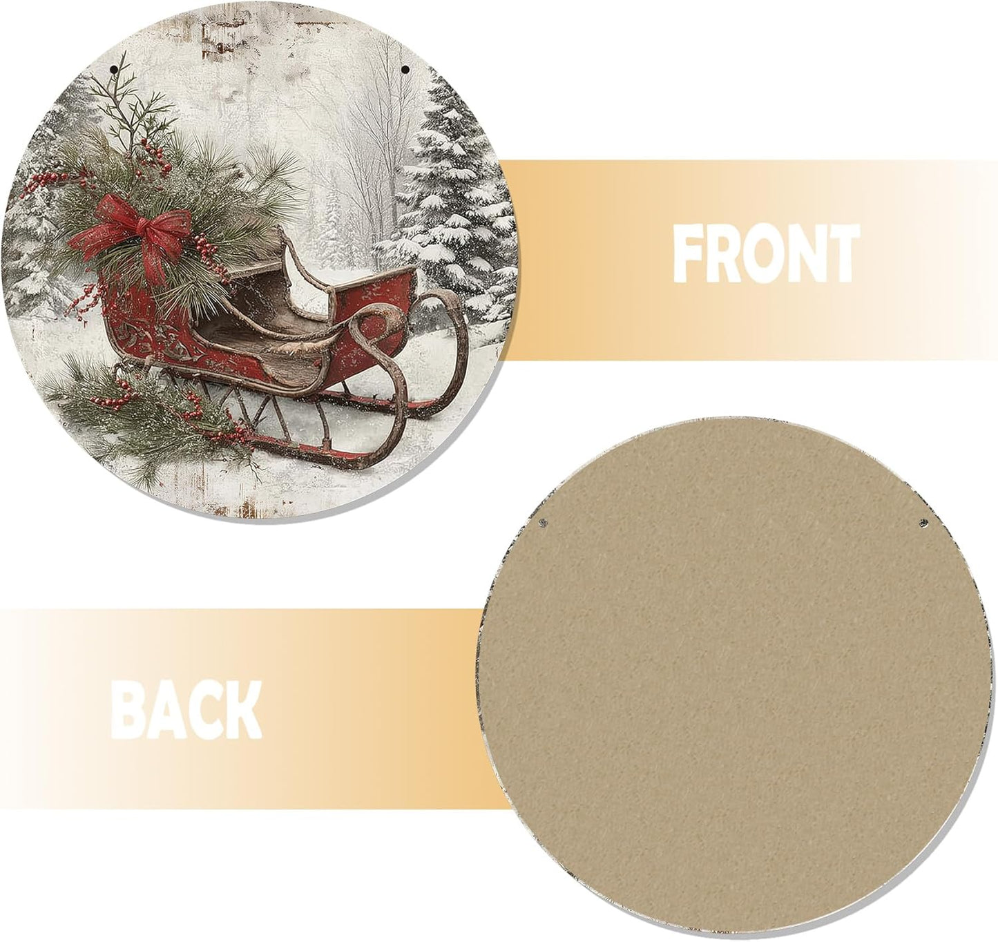 CGBHW Christmas Winter Sleigh Wooden Sign, Vintage Farmhouse Country Cozy Winter Xmas Hanging Sign Wall Decor for Home Bedroom Living Room, Holiday Snowy Door Decor 12 x 6 Inch