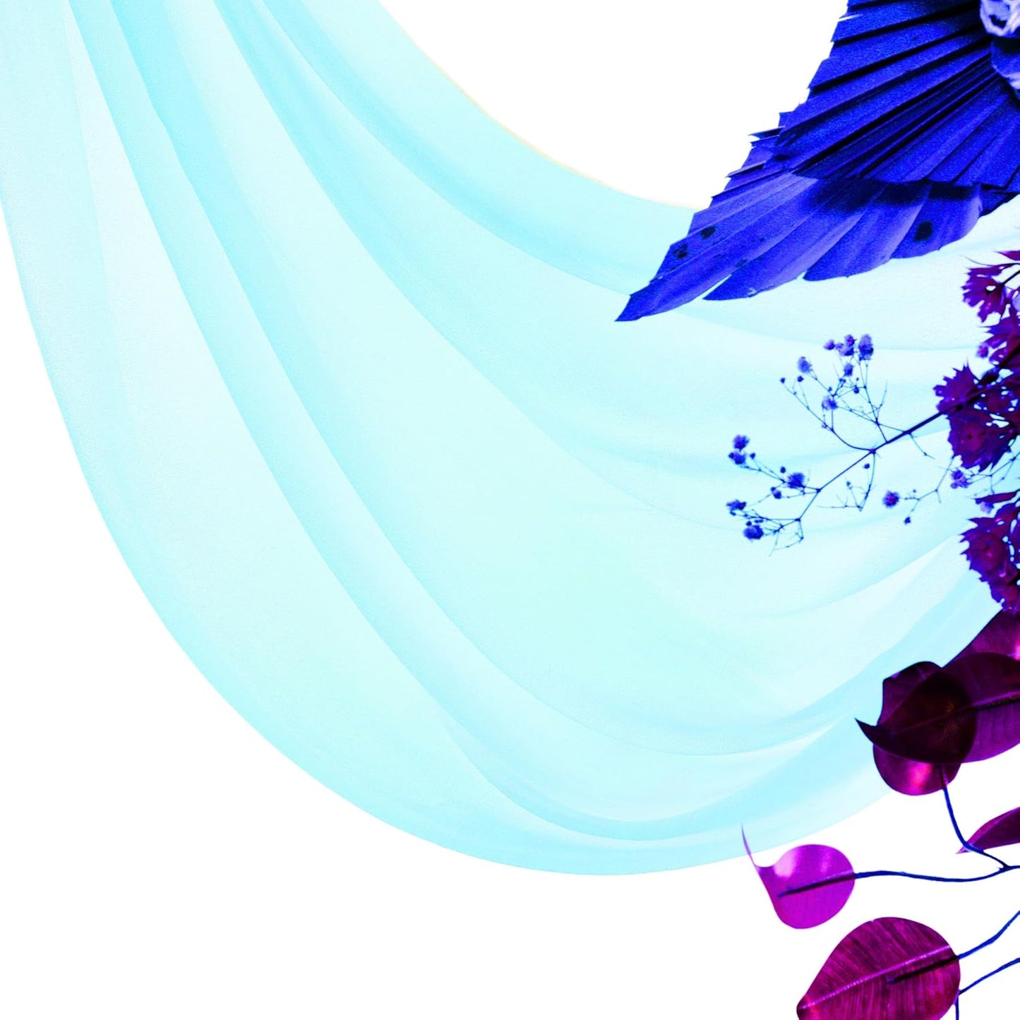 VDS Pack of 2 Panel (30 Inch X 100 Feet) Wedding Arch Draping Fabric Sheer Chiffon Fabric Drapery for Wedding Ceremony Reception Swag Backdrop Canopy Chuppah ARBO Altars Decoration (Teal)