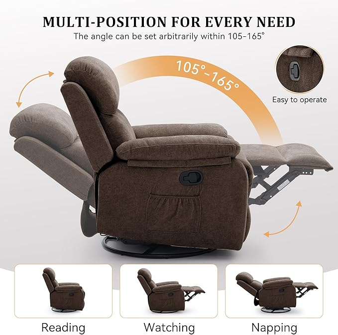 Korser Recliner Chair, 360 Swivel Rocker Chair - Image 4
