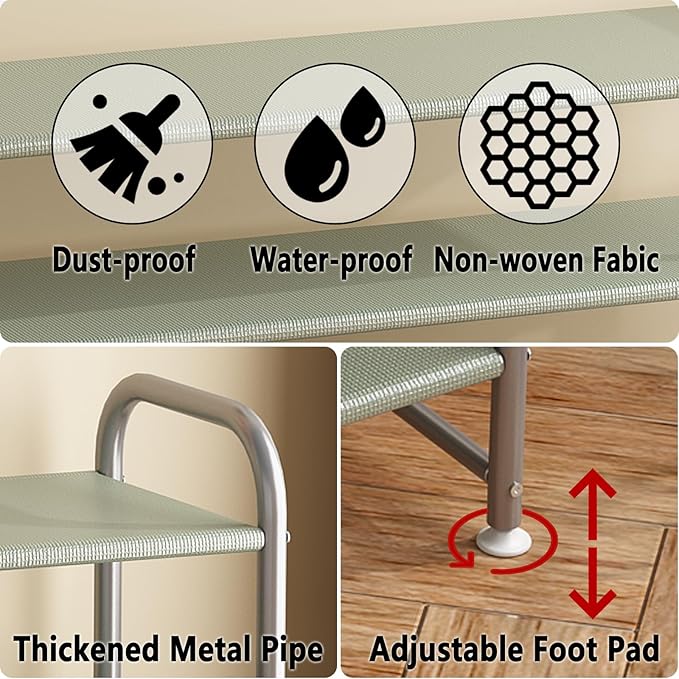INGIORDAR Shoe Rack 2 Tier Long Storage Organizer Wide Metal Shoe Shelf - Image 6