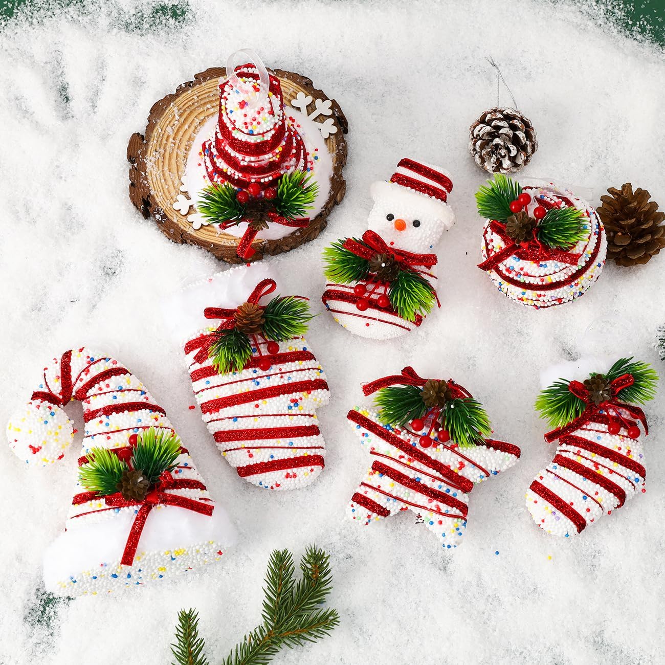 LANGXUN 12pcs Candy Land 2025 Xmas Birthday Party Wedding Suppiles Decoration, Hanging Candy Cane Christmas Tree Décor, Christmas Decorative Hanging Ornaments Crafts