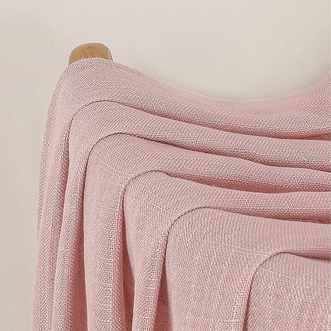 Chyhomenyc Rose Pink Semi Sheer Curtains 36 Inch Length, Light Filtering Faux - Image 9
