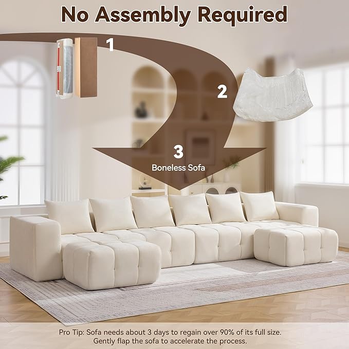160" Boneless U-Shaped Sofa Couch - Image 6