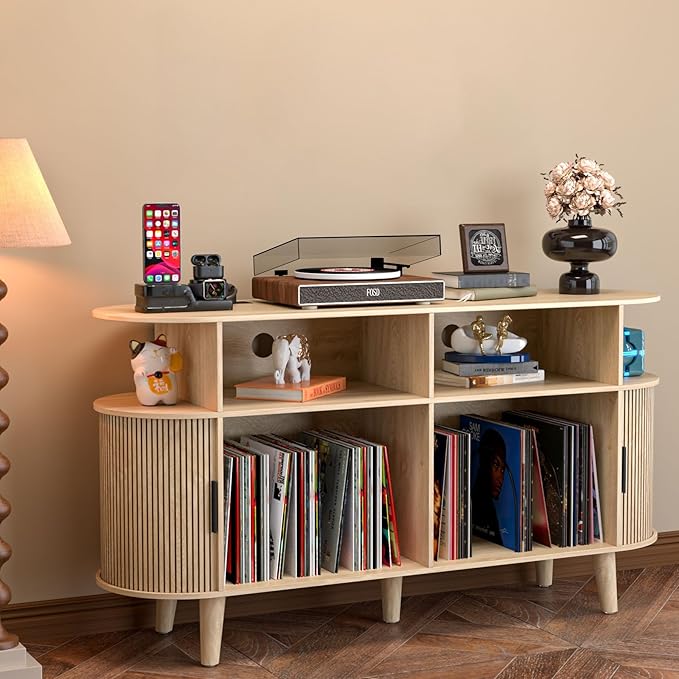 LUVIOHOME Large Round Record Player Stand - Image 3