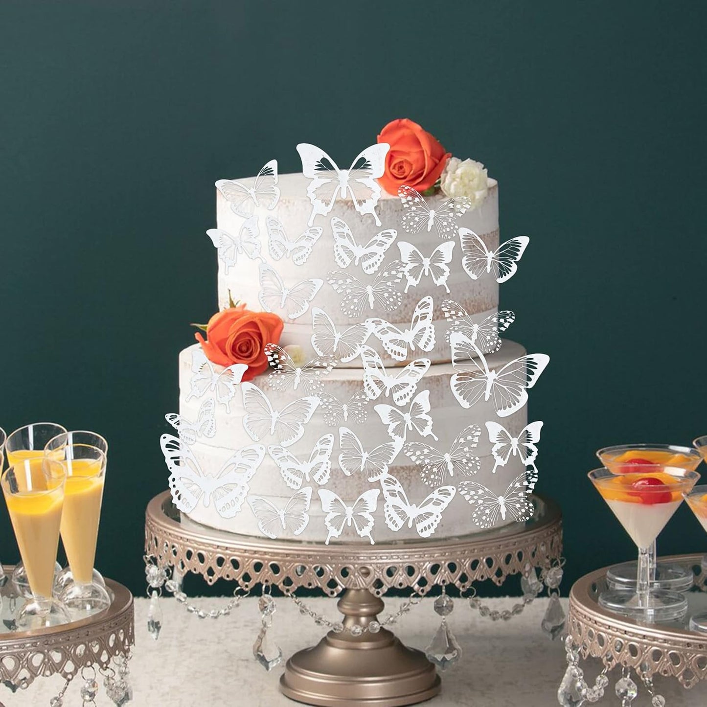 Gyufise 36Pcs Butterfly Cupcake Toppers - Lively PVC Art 3D Cake Decorations for Baby Shower, Wedding Anniversary, Kids Birthday Party Supplies - White Transparent Color