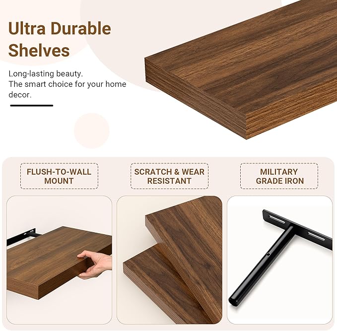 48 Inch Floating Shelves, 12 Inch Deep Floating Shelves - Image 5