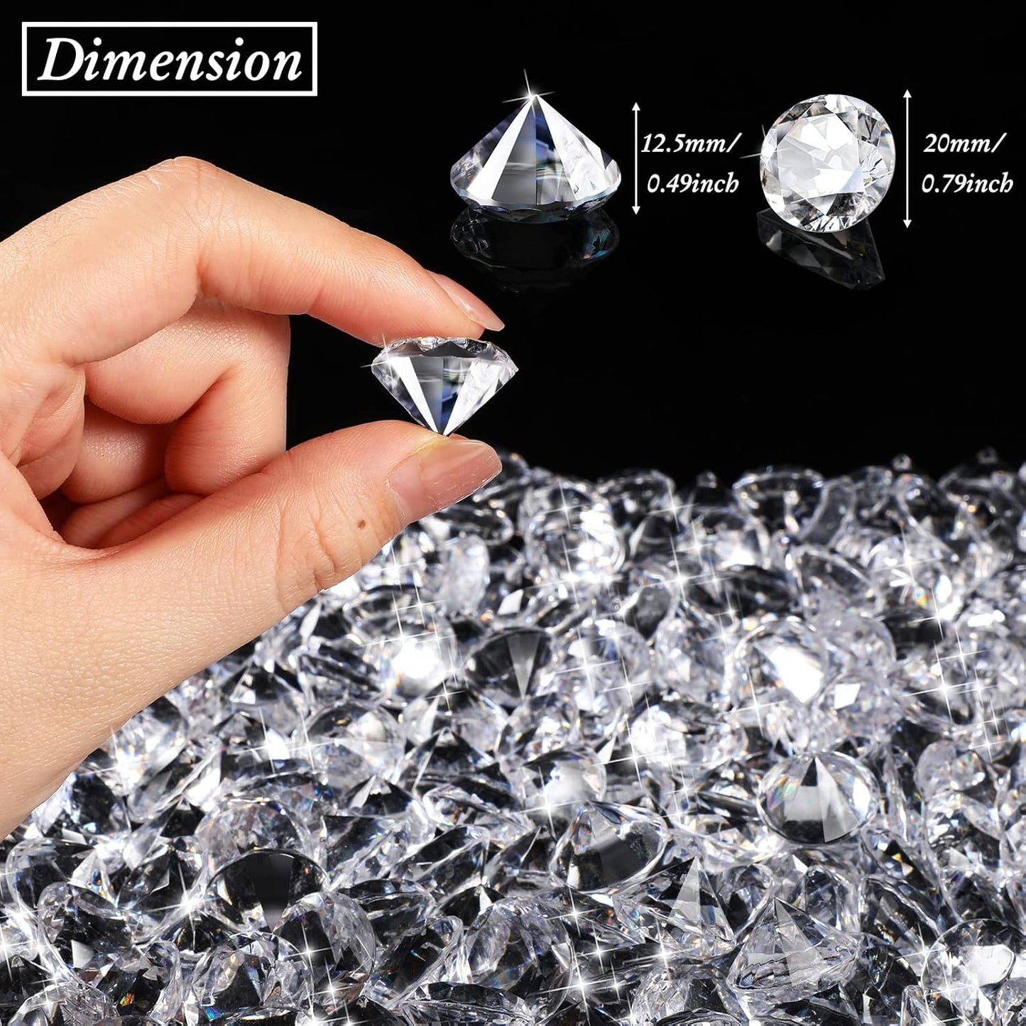 400 Pcs 0.8 Inch 20mm Clear Fake Diamonds Wedding Table Diamond Decor Scattering Crystal Diamonds for Decoration Vase Filler Jewelry for Wedding Anniversary Engagement Bridal Shower Party Decors