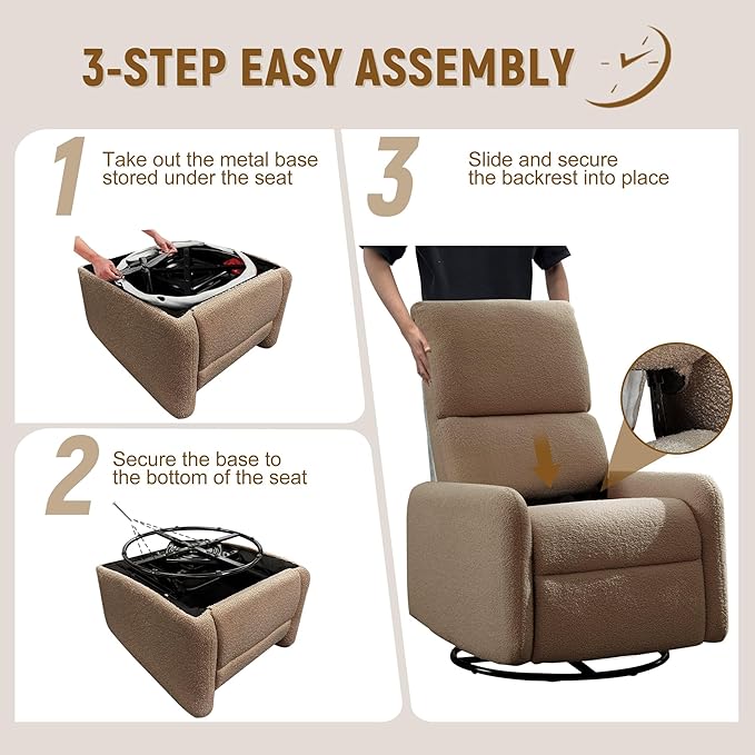 Korser 360° Rocking Chair, Nursery Rocker Chair - Image 6