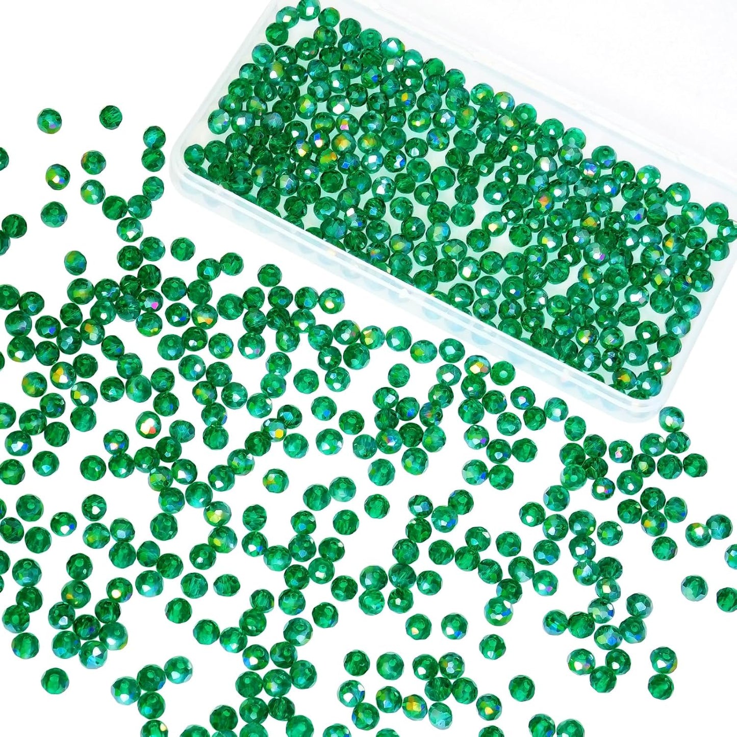 500Pcs 6mm Crystal Glass Beads for Jewelry Making Beads for Bracelets Necklace Pendants Making Supplies(Malachite Green)
