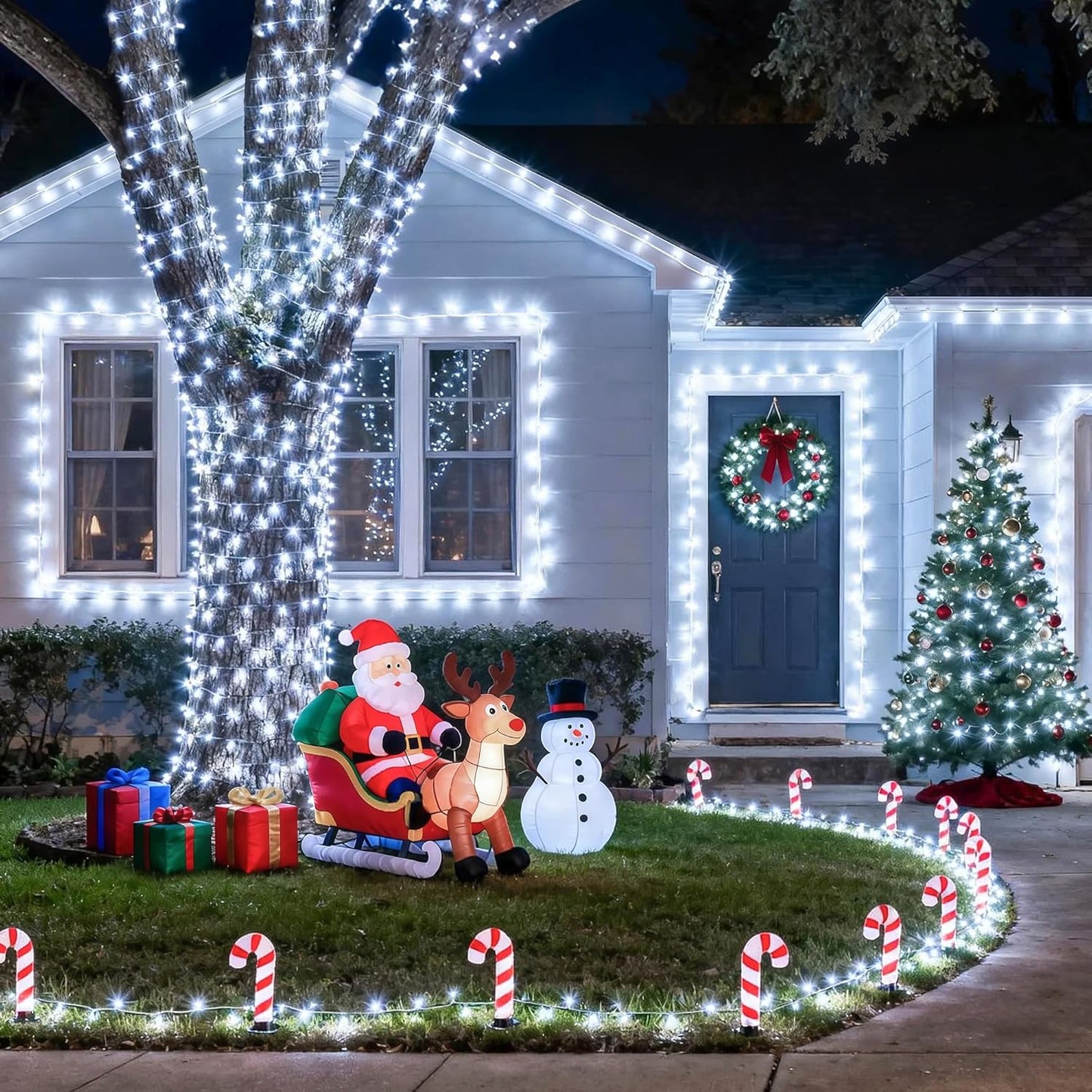 JMEXSUSS 168FT 600 LED White Christmas Lights Outdoor with Remote Indoor Christmas Tree Lights Plug in Cool White Twinkle String Light for Room Holiday Party Xmas Decorations