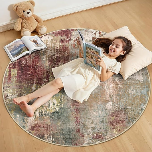 RELEANY Washable Area Rugs 4ft Non-Slip Modern Abstract Soft by RELEANY