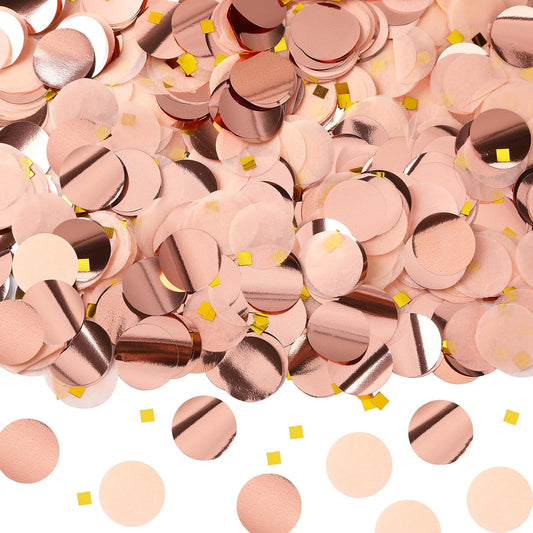 MARFOREVER Round Tissue Paper Confetti, Rose Gold Table Confetti Dots Decorations Birthday Party Scatter Table Sprinkles Hearts for Balloons Wedding Baby Shower Festival Supplies(1 inch)