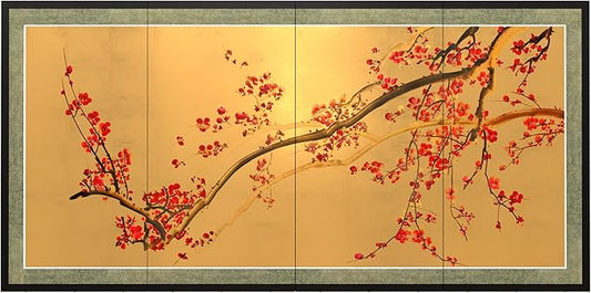 Oriental Furniture Plum Tree on Gold Leaf by RedLantern