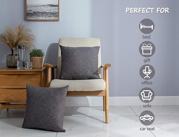 Stellhome Pack of 2 Burlap Throw Pillow Covers Farmhouse Linen Cushion Covers - Image 3