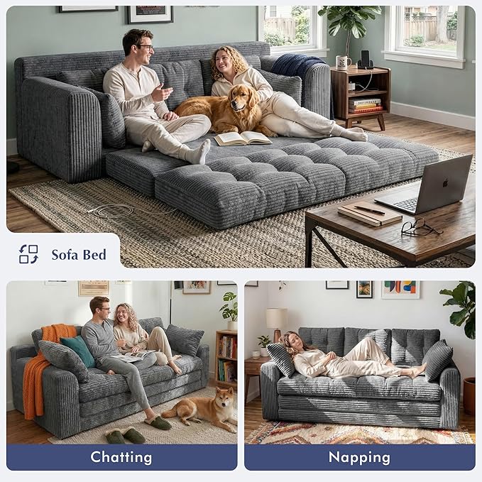 Homkdom 3 Seater Boneless Couch - Image 4