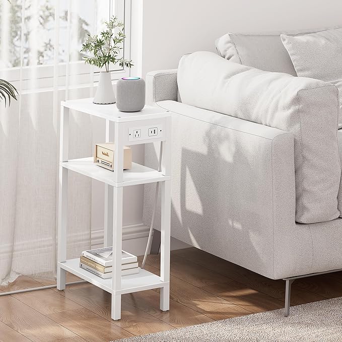 TUTOTAK Narrow Side Table with Charging Station, Small End Table with USB Ports - Image 7