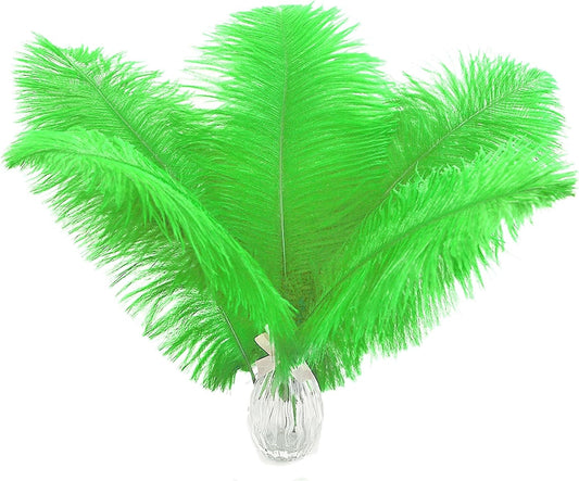 Ballinger Lime Green Ostrich Feathers - 24Pcs 8-10inch Large Green Feathers for Crafts,Wedding Party Centerpieces and Holiday Home Decor