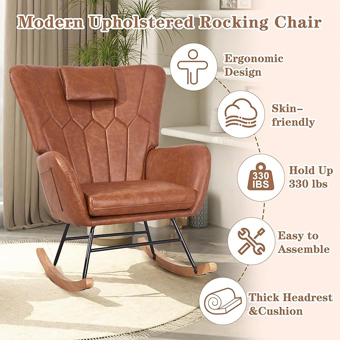VECELO Rocking Chair Nursery - Image 4