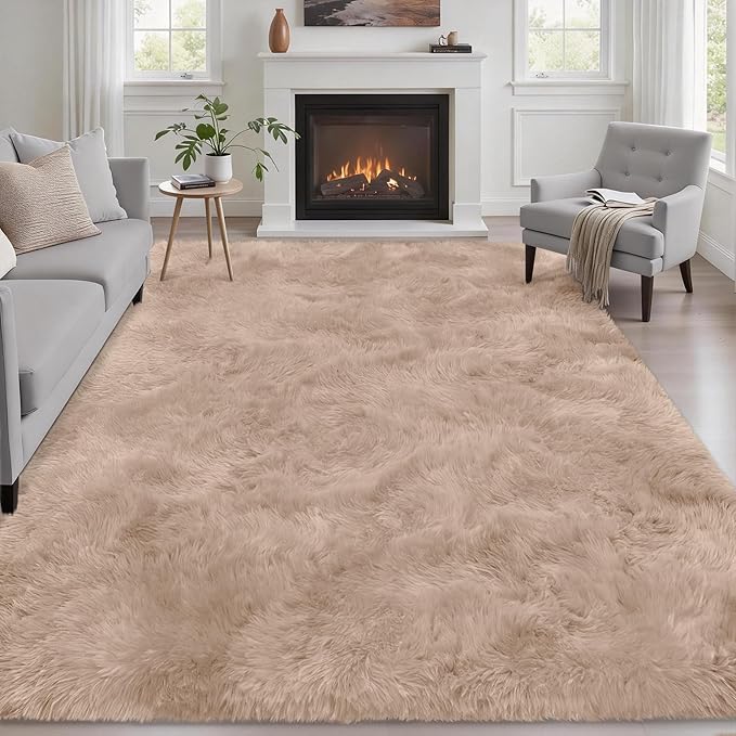Fluffy 4x6 Area Rugs for Living Room Bedroom: Ultra Soft Shag Rug Non-Slip by Luxturiy