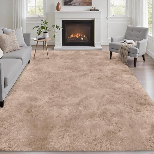 Fluffy 4x6 Area Rugs for Living Room Bedroom: Ultra Soft Shag Rug Non-Slip by Luxturiy