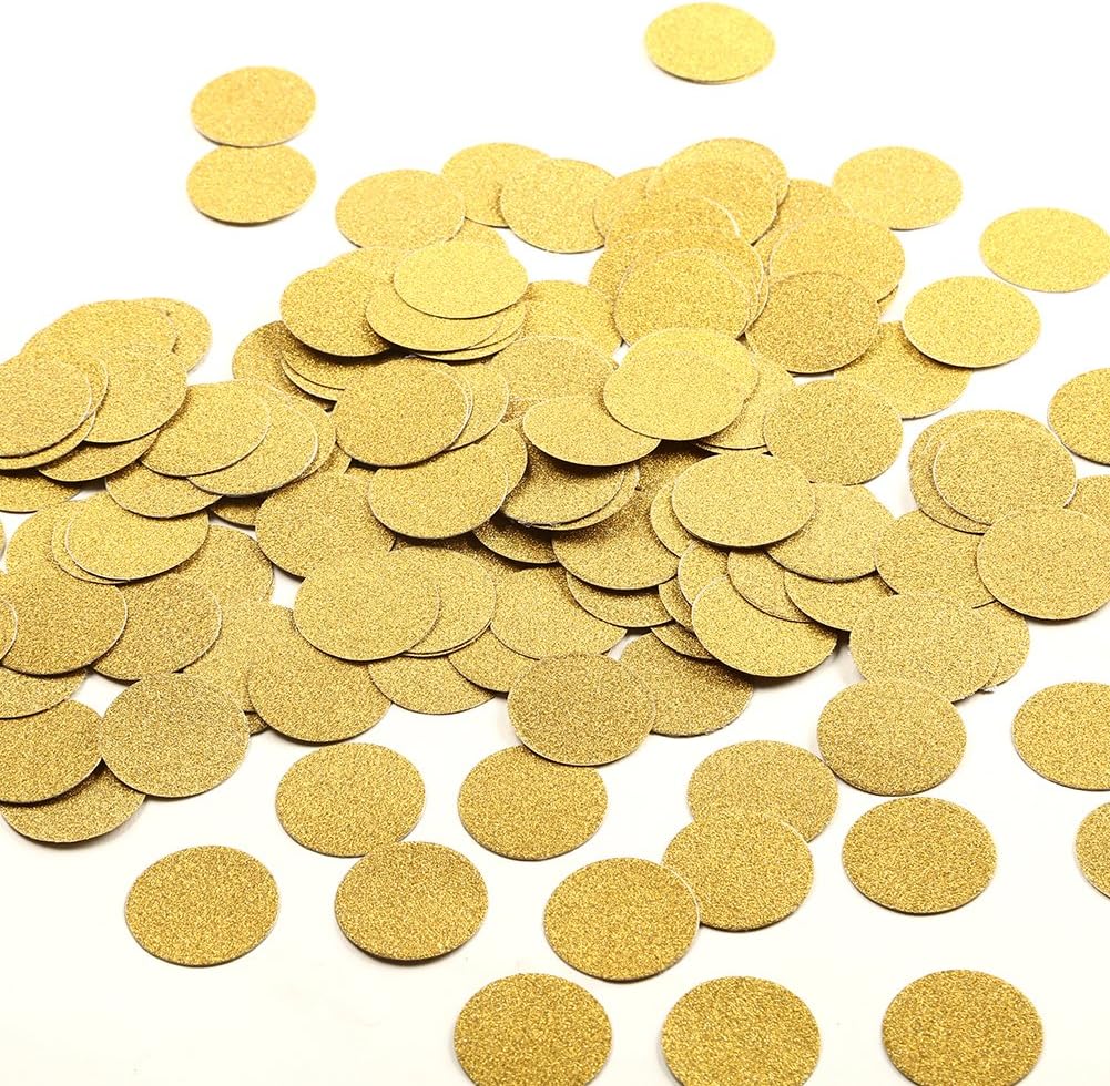 MOWO Glitter Confetti Circles Wedding Party Decor and Table Decor, 1.2’’ in Diameter (glitter gold,200pc)