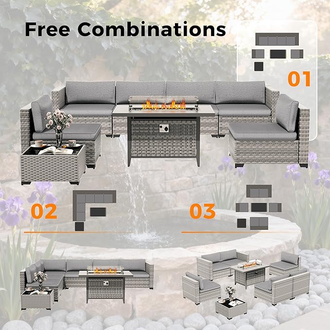 6-Seat Modern Outdoor Wicker Rattan Patio Furniture Set - Image 9