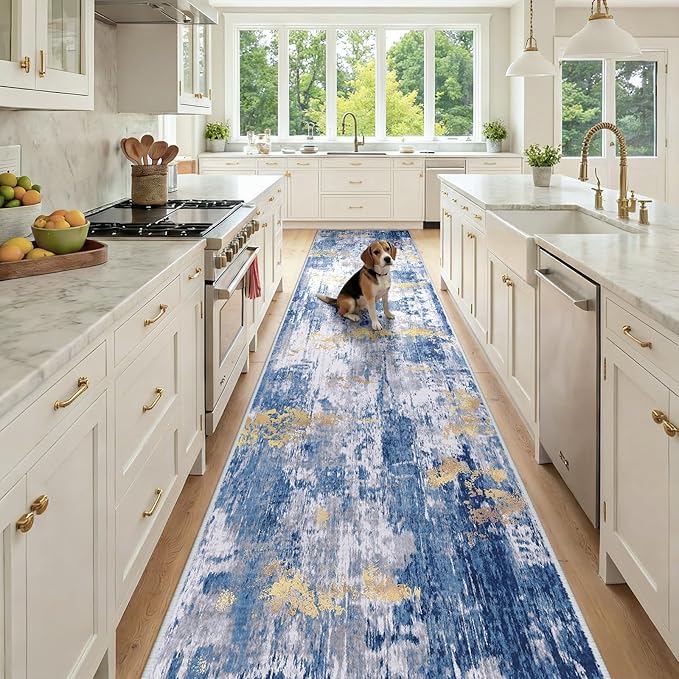 RELEANY Washable Area Rugs 3x12 Non-Slip Modern Abstract Soft by RELEANY