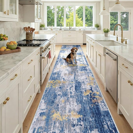 RELEANY Washable Area Rugs 3x12 Non-Slip Modern Abstract Soft by RELEANY