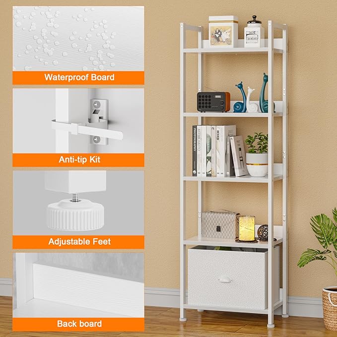 Furologee 5 Tier Bookshelf - Image 4