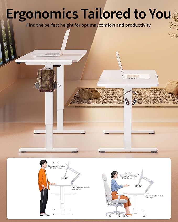 BIZUM Electric Standing Desk 60 x 24 Inch Computer Desk-Gaming Desk White Home - Image 5