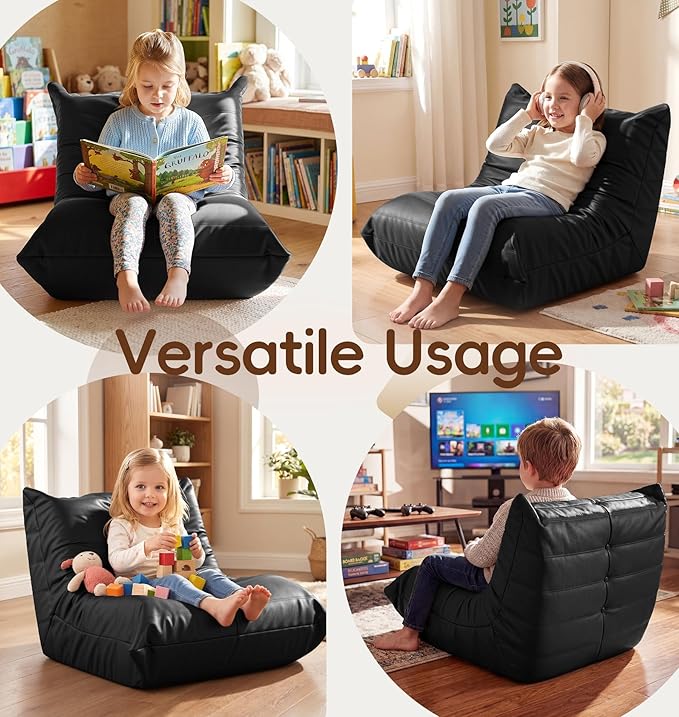 Hobestluk Small Bean Bag Chair Lazy Floor Sofa, Memory Foam Fireside Sofa - Image 5