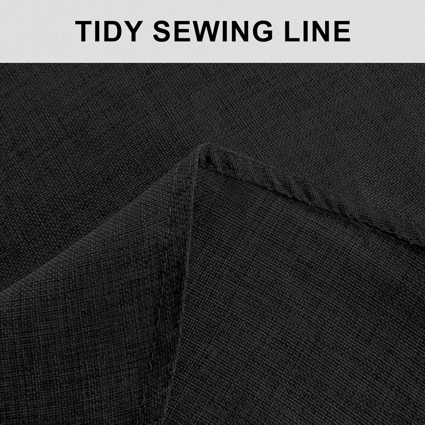 Hiasan Round Linen Tablecloth 120 Inch - Wrinkle and Stain Resistant Washable Polyester Fabric Table Cloth for Dining Room Kitchen Party, Black