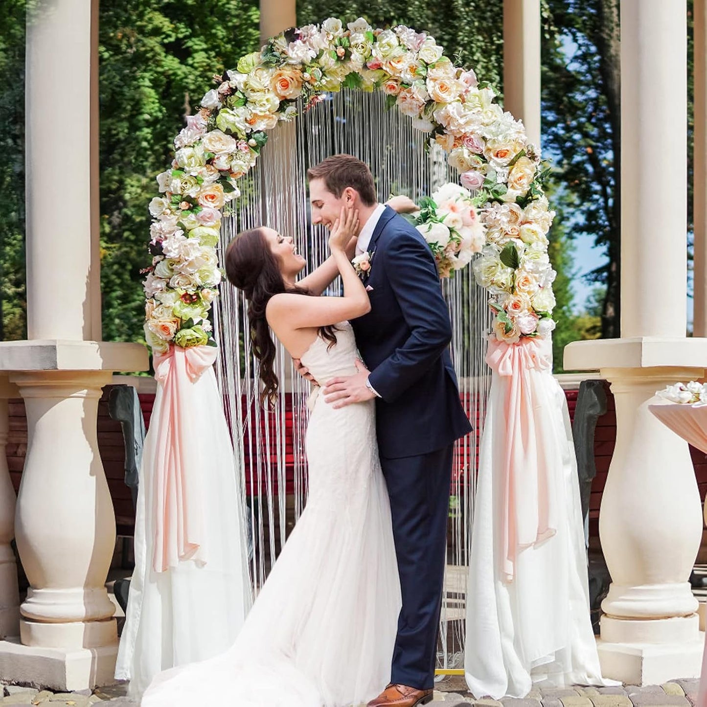 Putros Metal Arch Backdrop Stand 6.6FT Gold Wedding Balloon Arched Backdrop Stand Square Arch Frame for Birthday Party Bridal Baby Shower Ceremony Decoration