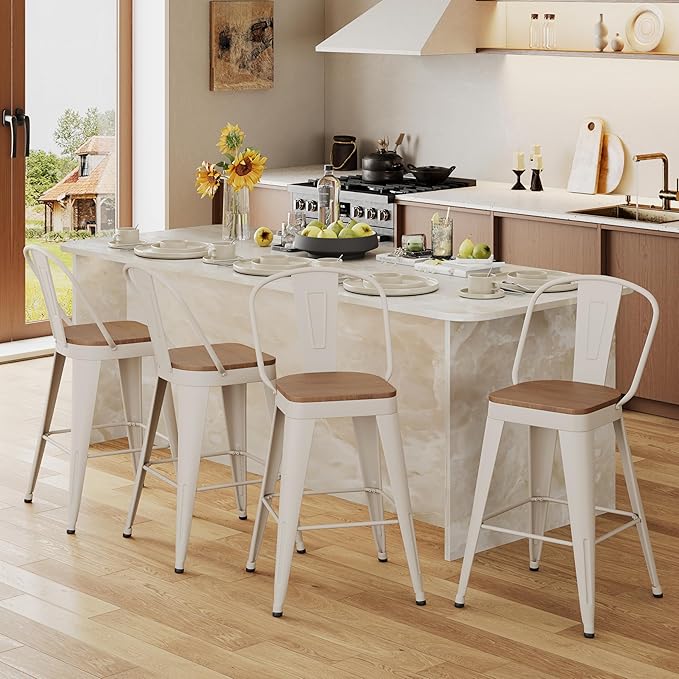 Andeworld Metal Bar Stools Set of 2, 24 inch Counter Height Barstools - Image 7
