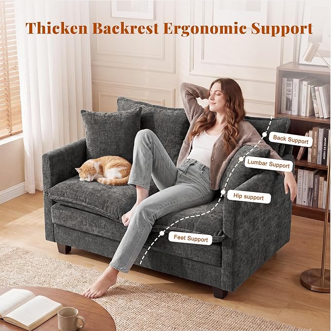 Loveseat Sofa Cloud Sofa Couch 50'', Modern Loveseats 2 Seat Couch 27" Deep Seat - Image 5