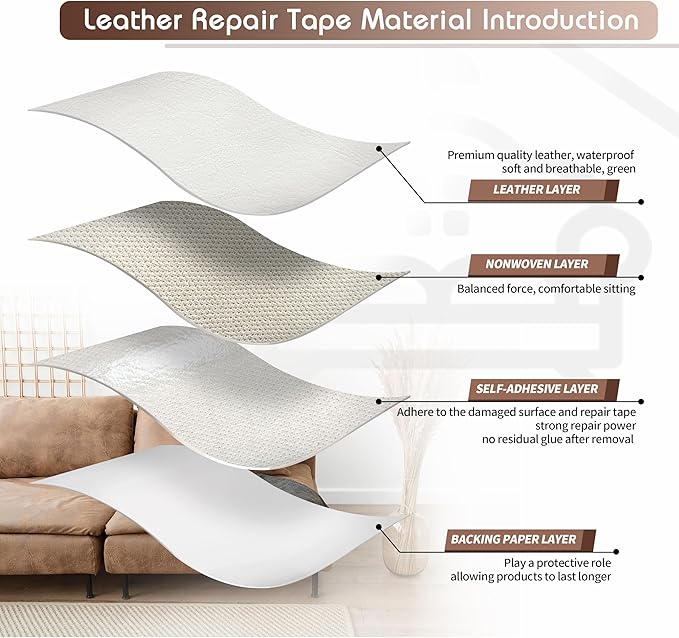 KING MOUNTAIN Leather Repair Patch, 2 Packs 9 x 11 Inches self Adhesive Leather - Image 3