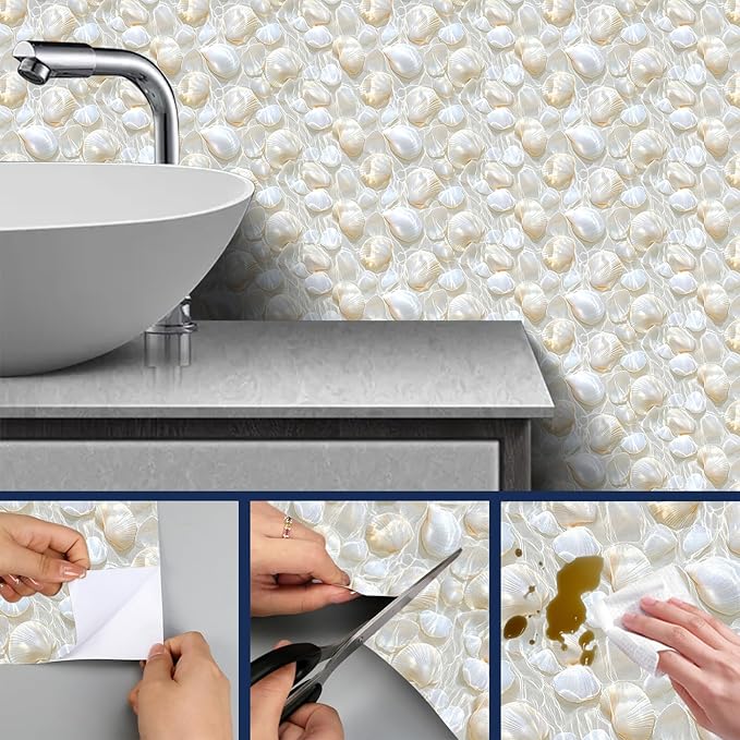 HOMETITUTE Pearl Pattern Wallpaper Peel and Stick Self Adhesive Vinyl Wall - Image 8