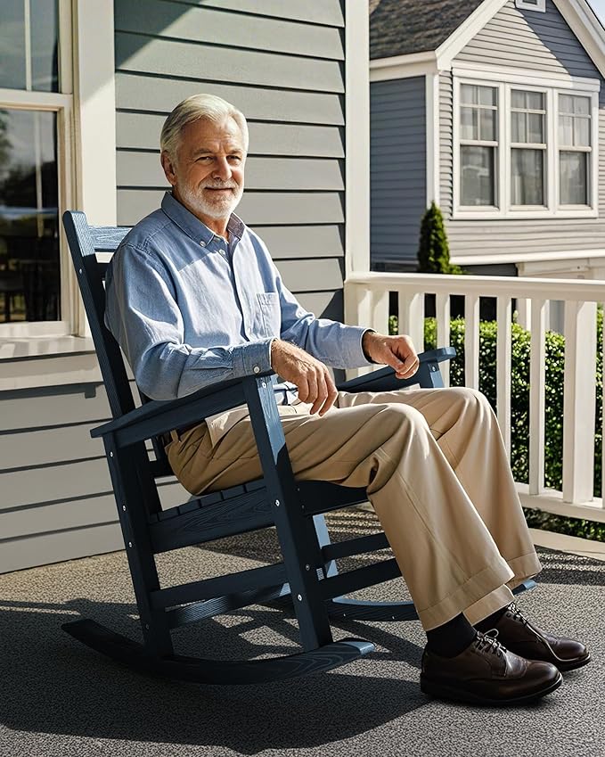 SERWALL HDPE Outdoor Rocking Chair Set of 8, Patio Rocking Chairs - Image 8