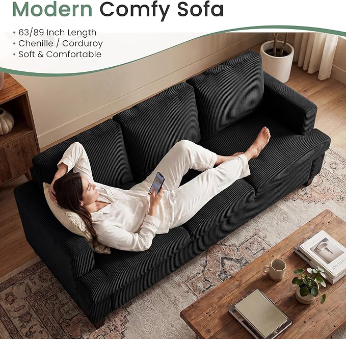YOUDENOVA 63” Corduroy Loveseat Sofa Couch - Image 4