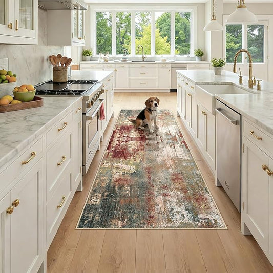 RELEANY Washable Area Rugs 3x7 Non-Slip Modern Abstract Soft by RELEANY