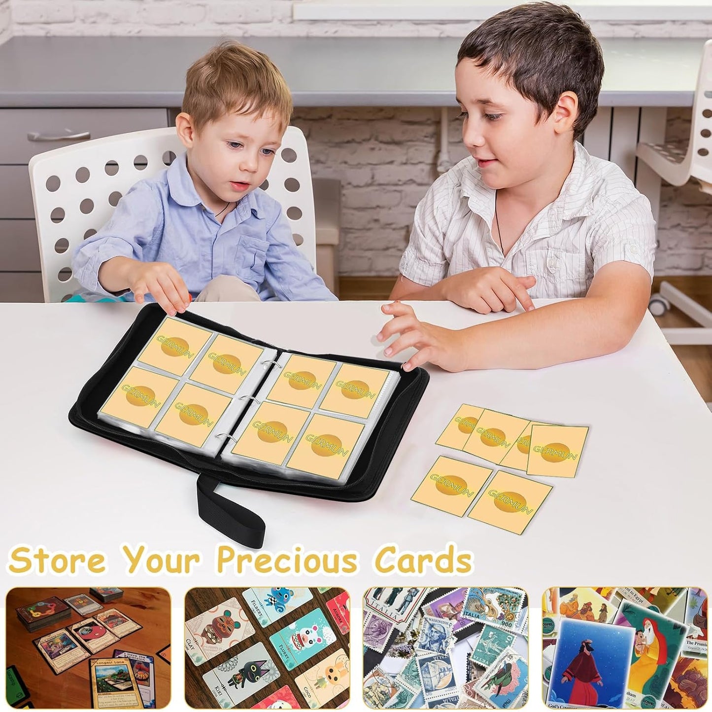 4 Pocket Card Binder, Premium Zip Trading Card Binder, 400 Double Sided Pocket PU Card Collection Binder, Collector Card Album, Card Folder for MTG, TCG, Sports Cards, Game Cards (Purple)