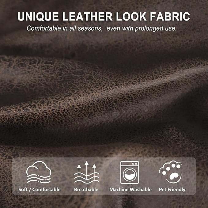 ANARACHON Leather Look Recliner Couch Cover, 8-Pieces Stretch Recliner Sofa - Image 4