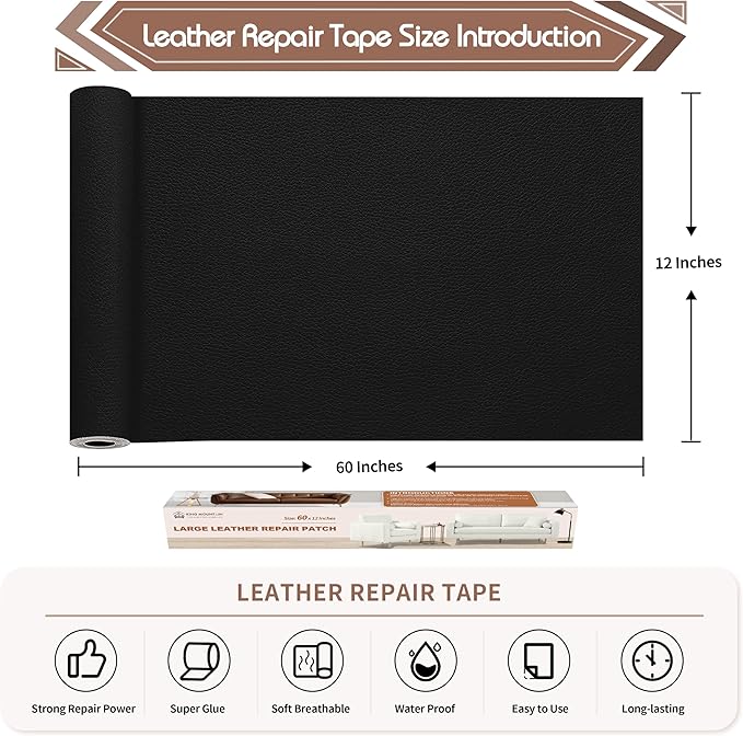 KING MOUNTAIN Leather Repair Patch, 12 x 60 Inches self Adhesive Leather Repair - Image 4