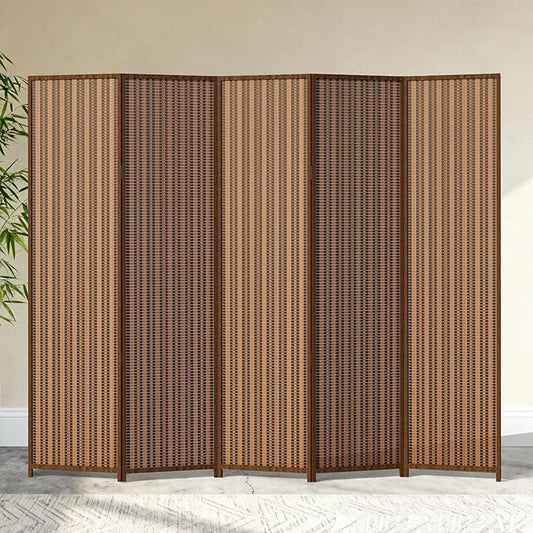 5 Panel Room Divider and Extra Wide Folding Privacy Screen, Bamboo Room Divider by cocosica