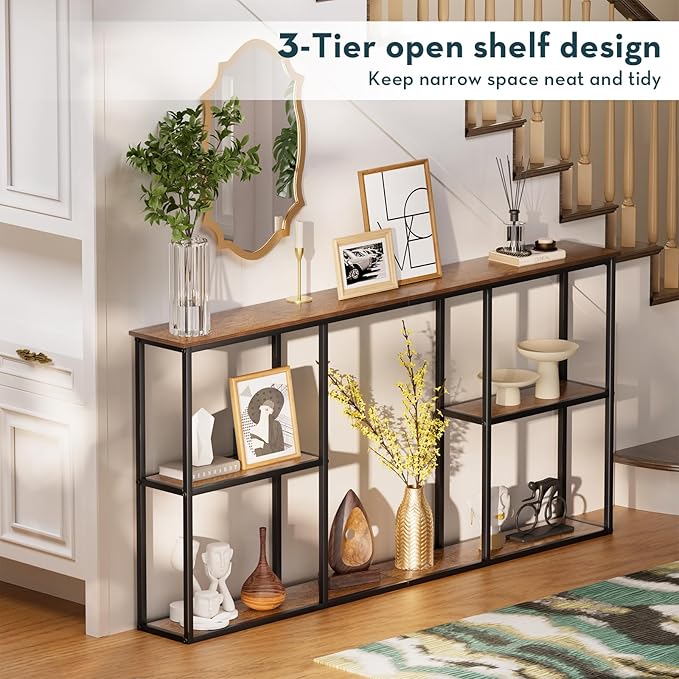 WOHOMO Console Table, 3-Tier Small Entryway Tables, Narrow Sofa Table - Image 4