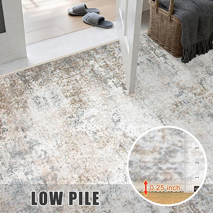 10x12 Area Rug Living Room Rug: Washable Modern Abstract Soft Thin Rug Indoor - Image 8